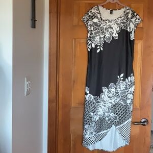 Elegant Black and White Floral Dress